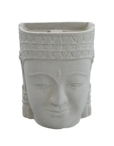 Product image of the product “Khmer-head as water feature, 67cm height, cast stone, hollow, handcrafted & natural color. ”